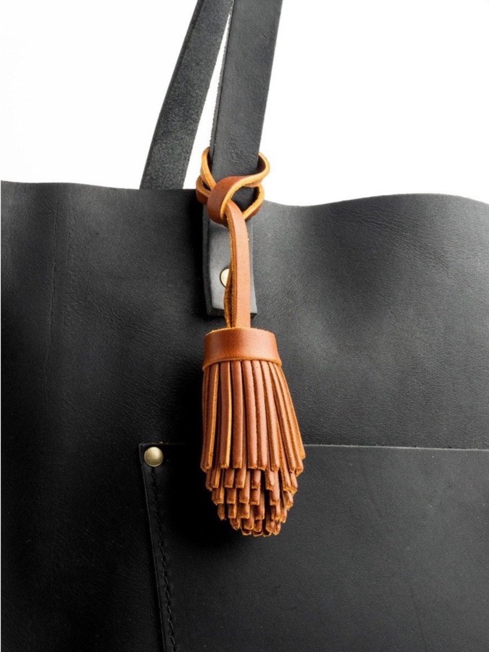 Portland Leather Group Koala Honey Leather Crescent Shoulder Bag with Tassel - Picture 6 of 7
